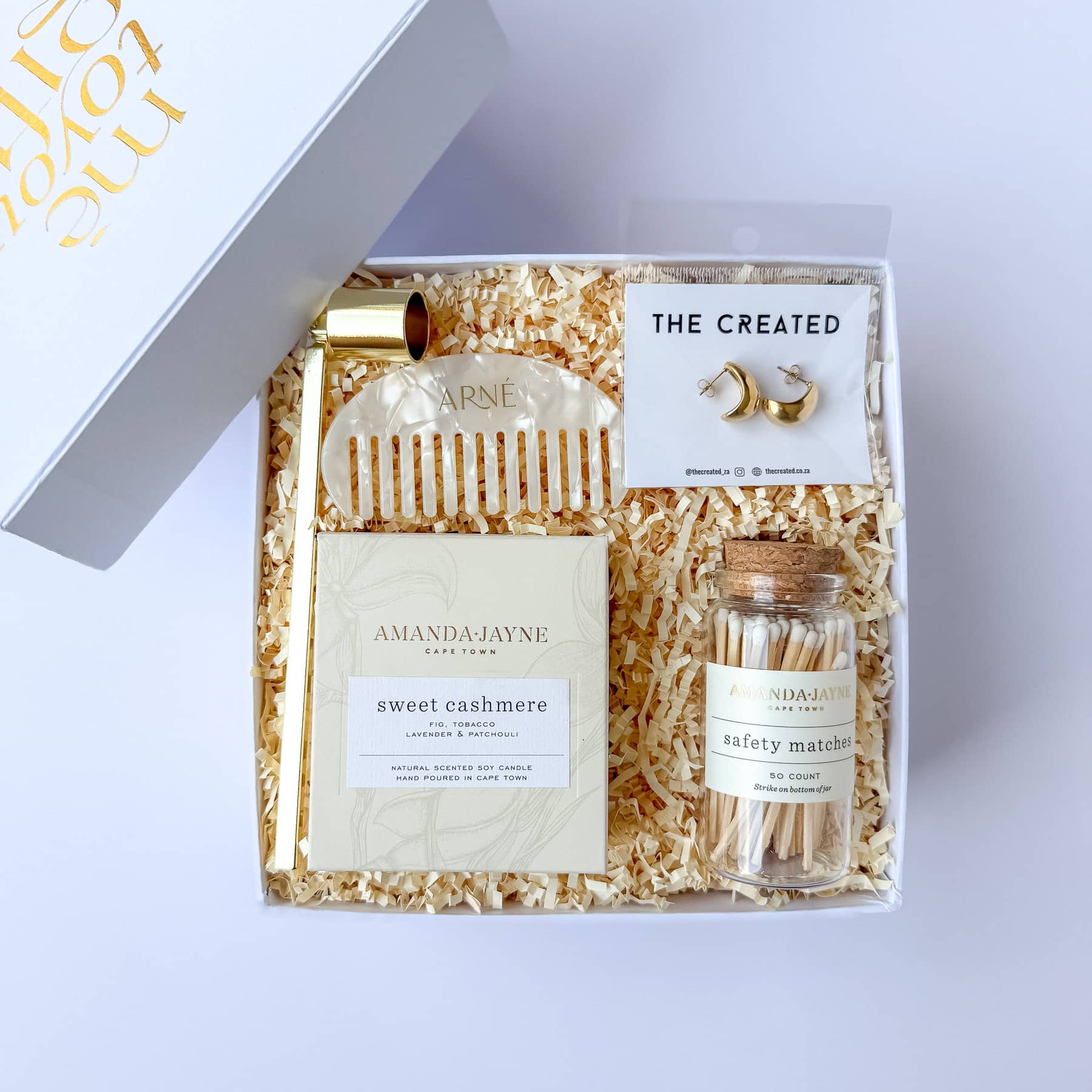 Glowing Bride curated gift box with lid partly open