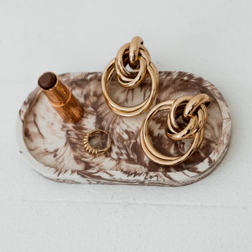 Pink Marble Oval Tray