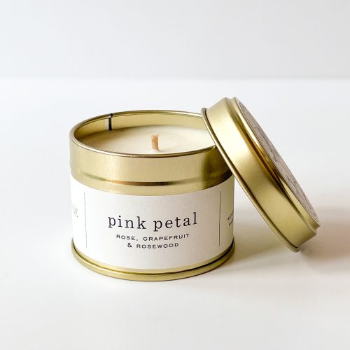 Pink Petal Gold Candle | Travel Tin